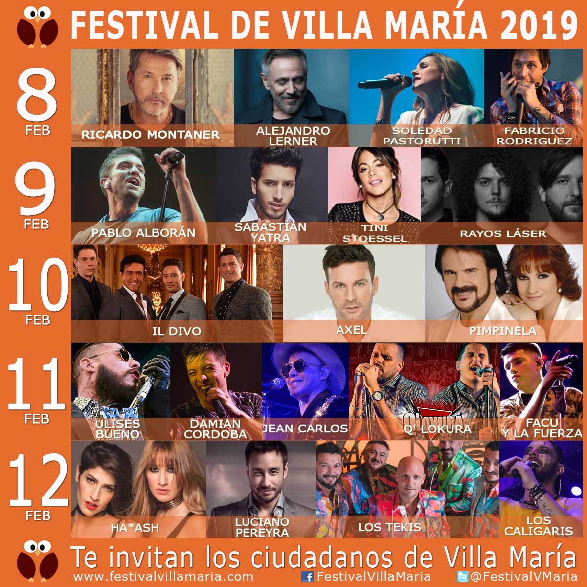 Sebastian Yatra, Il Divo y Tini serán algunas de las figuras del Festival de Peñas de Villa Maria