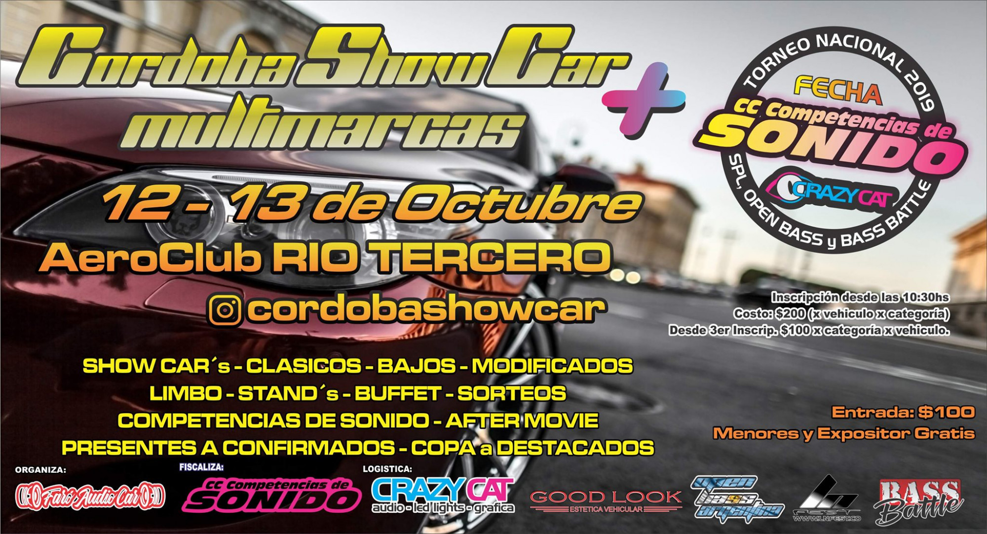 En Río Tercero se desarrollarán las competencias del “Córdoba Show Car y la fecha del Torneo Nacional”